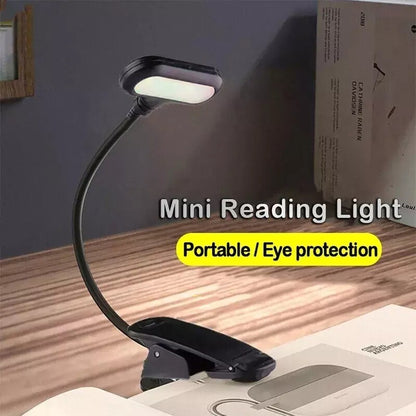 Gooseneck LED Reading Book Light Clip on Bed Rechargeable USB Table Night Lamp