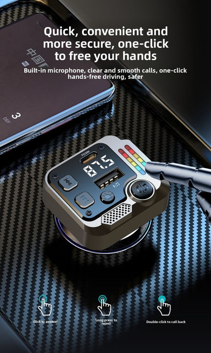 Dual Port Bluetooth Car Charger PD Fast Charging FM Transmitter MP3 Player