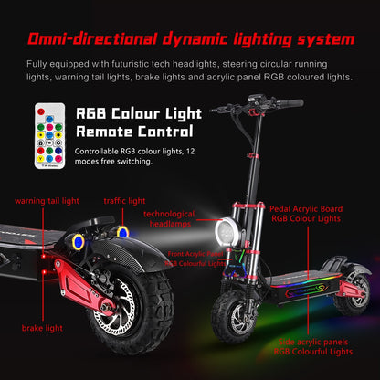 6000W85KM/H Off Road E Electric Scooter Adults with Seat Dual Motor Folding