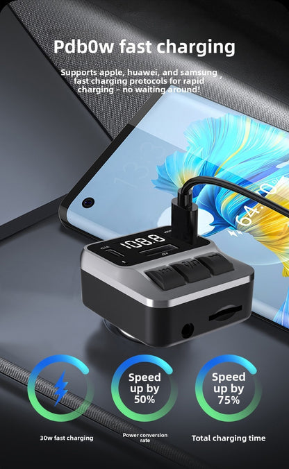 C65 Bluetooth Speakerphone FM Transmitter Fast Charging Visor Clip Mount