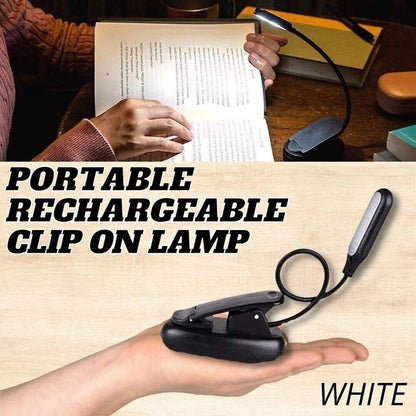 Gooseneck LED Reading Book Light Clip on Bed Rechargeable USB Table Night Lamp