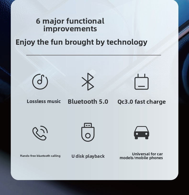 Bluetooth Car FM Transmitter MP3 Player RGB Light QC3.0 Fast Charging