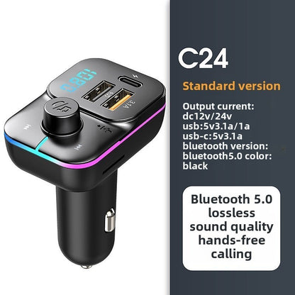 Bluetooth Car Receiver MP3 Player Dual Display Voltage PD Fast Charger