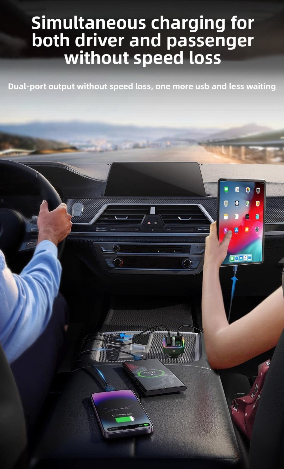 Dual USB Car Charger Fast Charging Bluetooth for iPhone Android Quick Charging