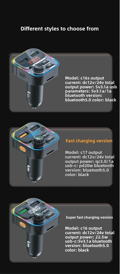 Car MP3 Player Bluetooth FM Transmitter with Fast Charging Dual USB