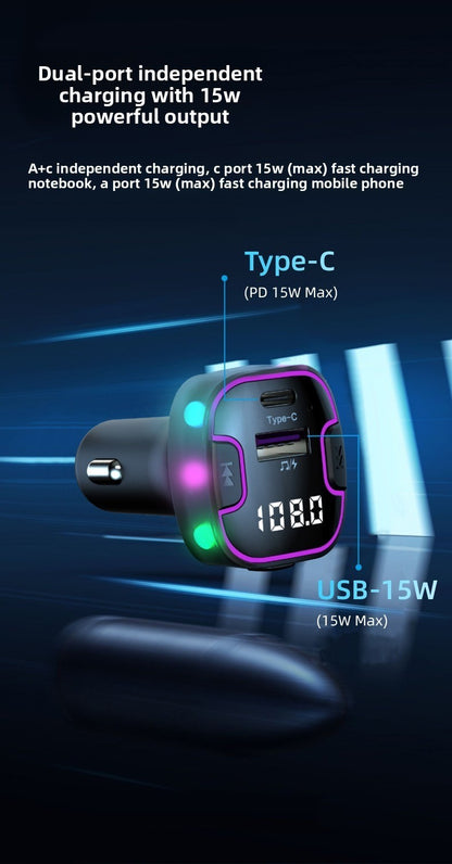 Car Bluetooth FM Transmitter MP3 Player with USB Wireless Charging