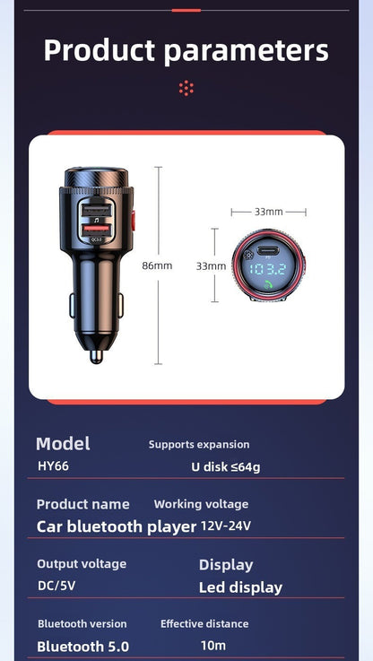 T23 PD Fast Charger Bluetooth FM Transmitter MP3 Player Cigarette Lighter Plug