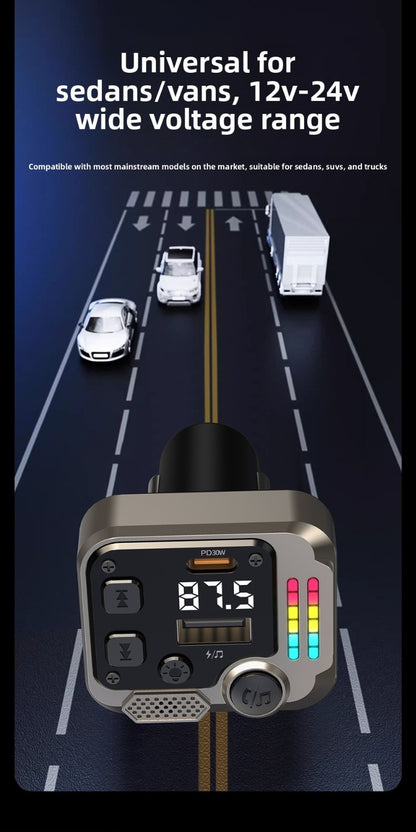 Dual Port Bluetooth Car Charger PD Fast Charging FM Transmitter MP3 Player