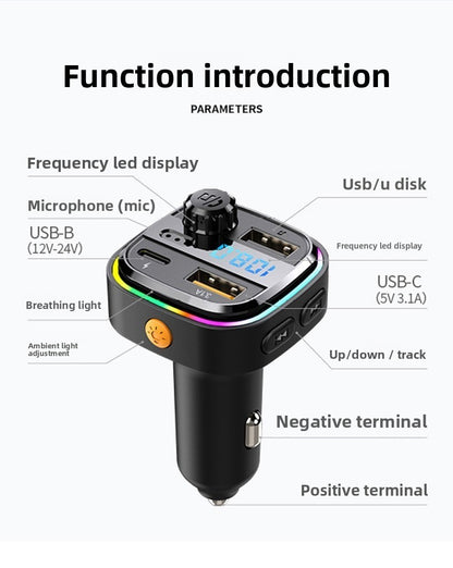 Bluetooth Car MP3 Player FM Transmitter with Dual USB Fast Charging Port