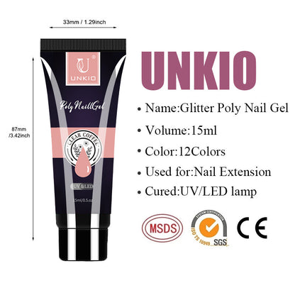 Poly Nail Gel Kit French Nails with Tool Set 6W LED Lamp for Manicure Extension