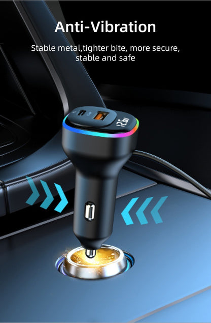 30W PD Fast Car Charger with Built-in Cable Rear Seat Multi-Port Clip