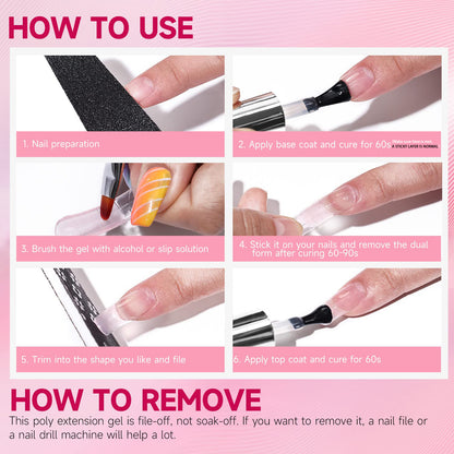 Acrylic Extension Poly Nail Gel Kit Quick Building Complete Tools Brush Form Set