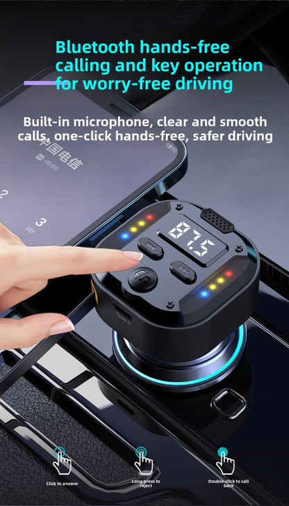 Super Fast Flash Charging Retractable Bluetooth Car Charger Dual USB Cigarette
