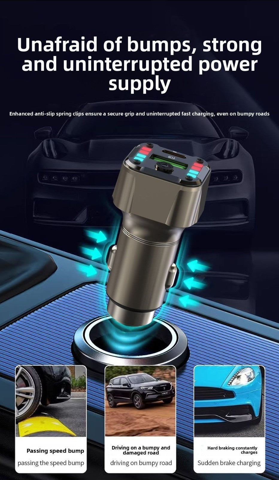 Super Fast Car Charger PD30W QC3.0 Dual USB with Charging Cable for Huawei iPhon