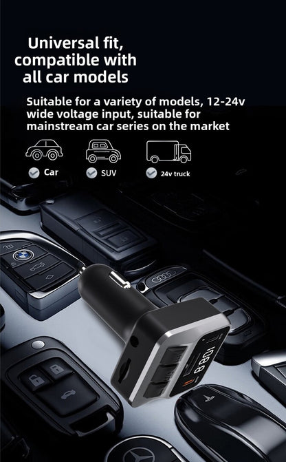 C65 Bluetooth Speakerphone FM Transmitter Fast Charging Visor Clip Mount