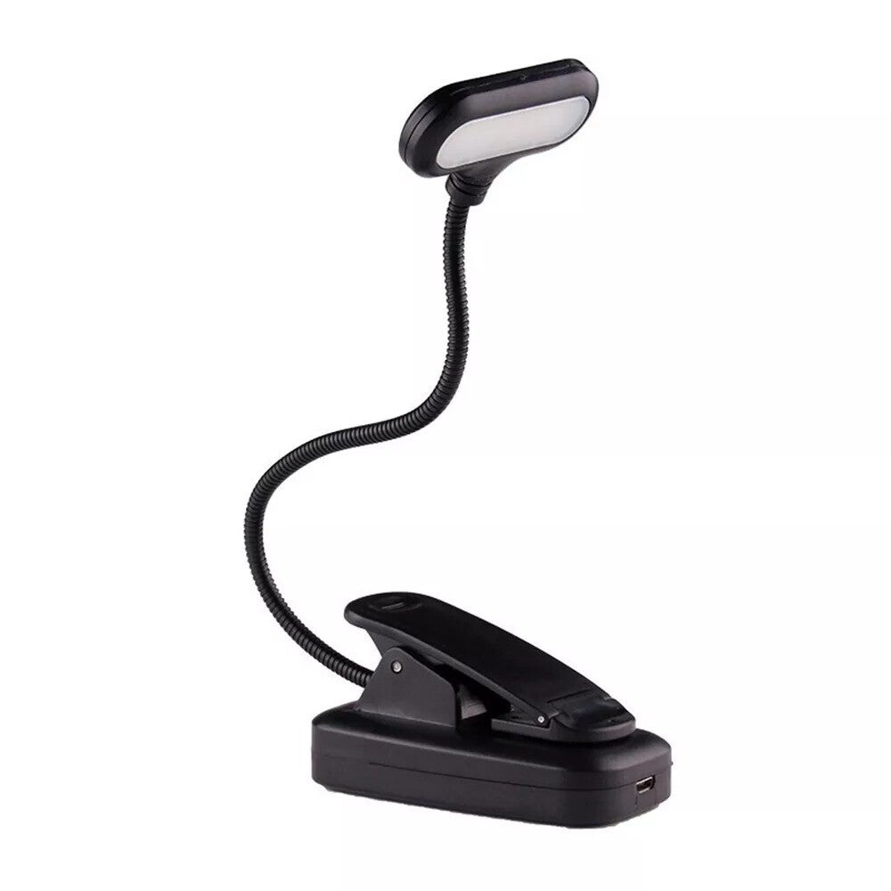 Gooseneck LED Reading Book Light Clip on Bed Rechargeable USB Table Night Lamp