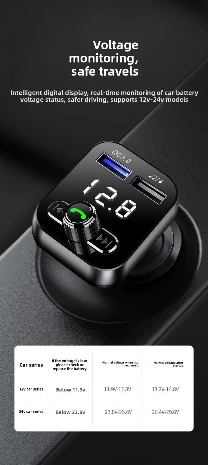 s12 Cigarette Lighter Bluetooth Car MP3 Player FM Transmitter USB Flash Drive US