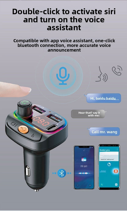 Bluetooth Car FM Transmitter MP3 Player RGB Light QC3.0 Fast Charging
