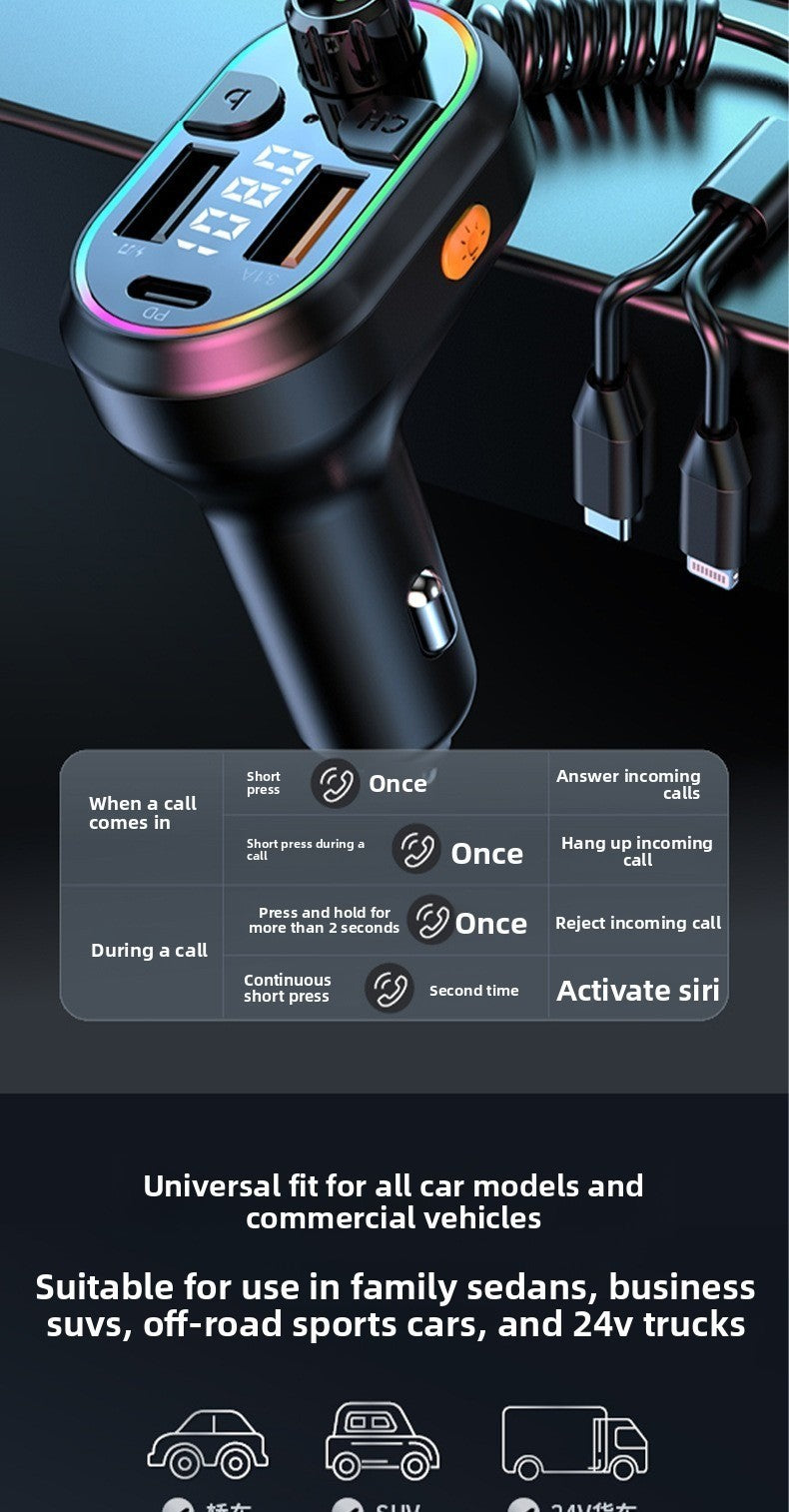 Car Charger Bluetooth FM Transmitter MP3 Player Dual USB Cigarette Lighter