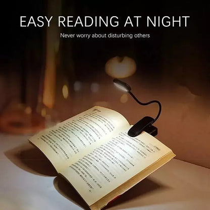 Gooseneck LED Reading Book Light Clip on Bed Rechargeable USB Table Night Lamp