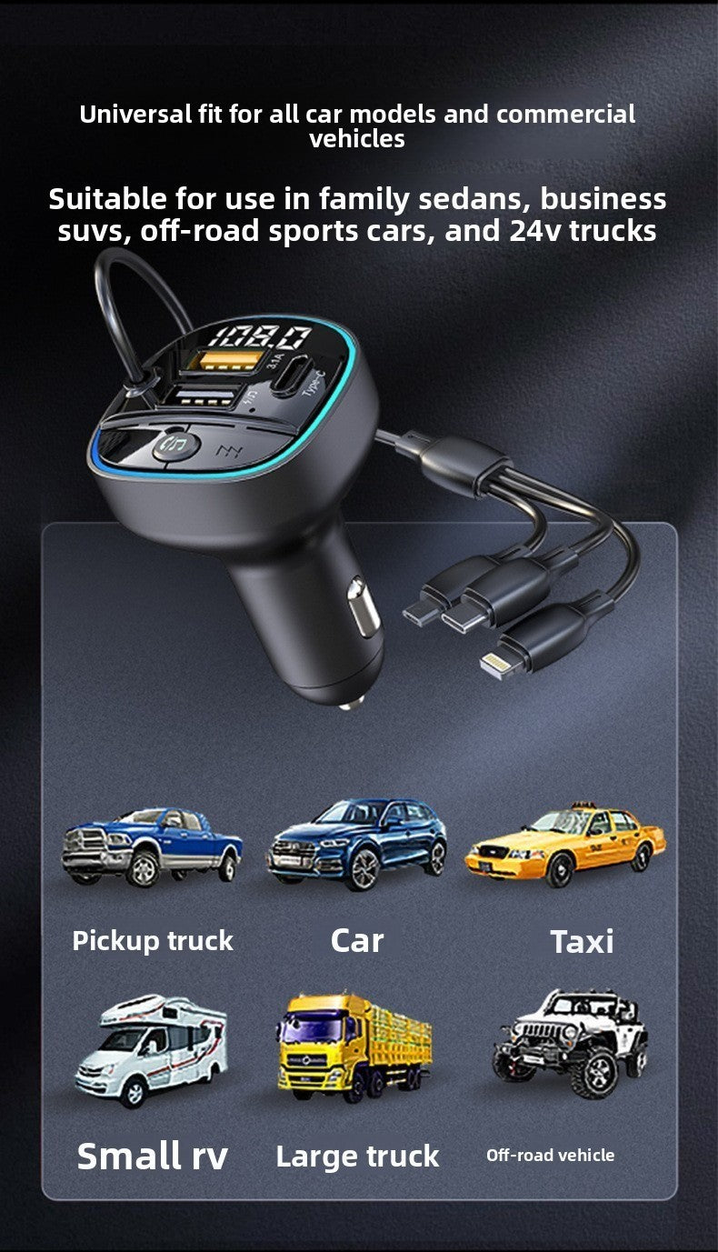 3-in-1 Car Charger Bluetooth MP3 Player FM Transmitter Digital Display Cigarette