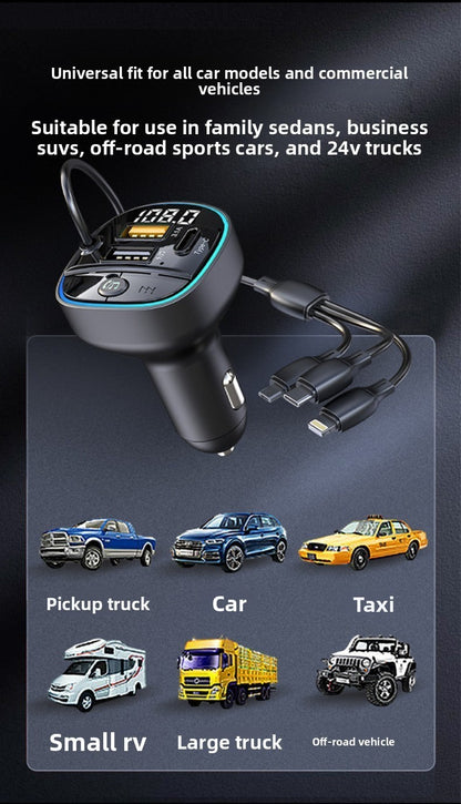 3-in-1 Car Charger Bluetooth MP3 Player FM Transmitter Digital Display Cigarette