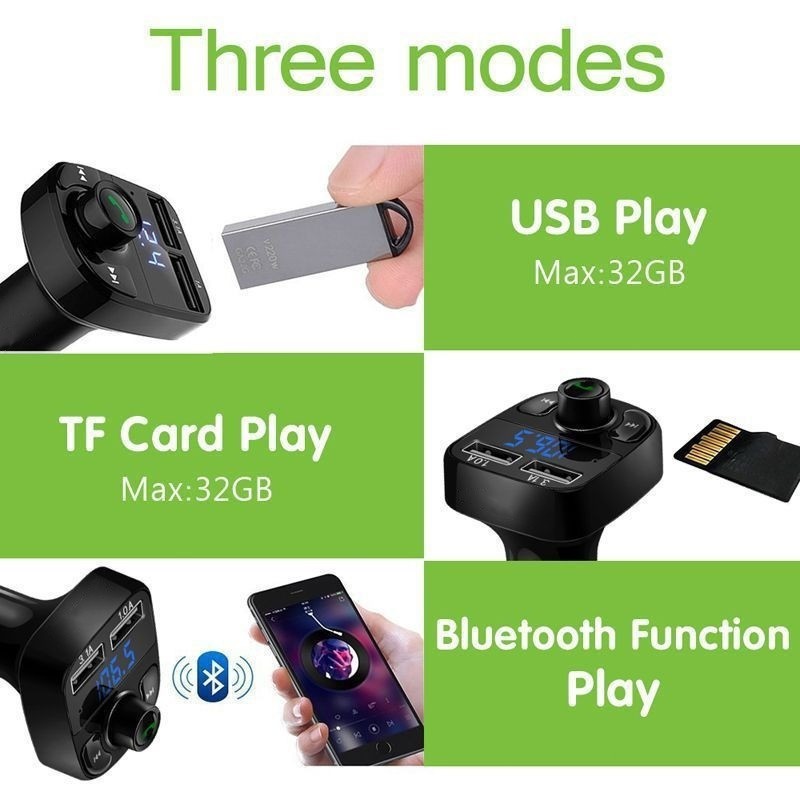 X8 Bluetooth FM Transmitter Car MP3 Player Micro TF Card Handsfree Dual USB