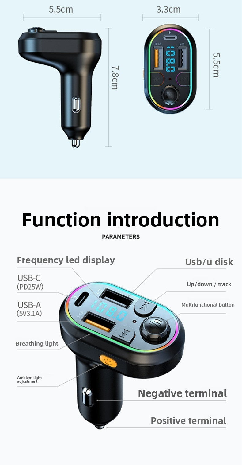 Car Charger Bluetooth FM Transmitter MP3 Player Dual USB Cigarette Lighter