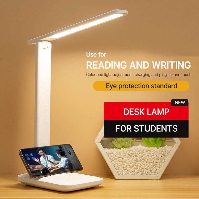 Dimmable LED Desk Light Touch Sensor Table Bedside Reading Lamp USB Rechargeable