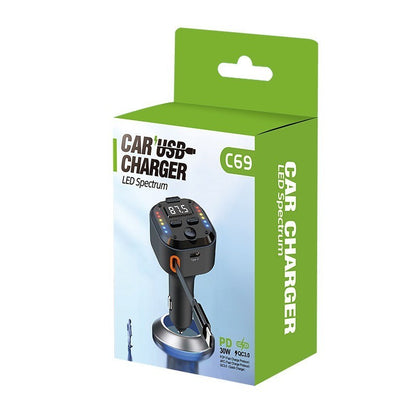 Super Fast Flash Charging Retractable Bluetooth Car Charger Dual USB Cigarette