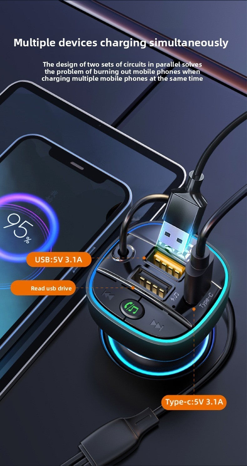 3-in-1 Car Charger Bluetooth MP3 Player FM Transmitter Digital Display Cigarette