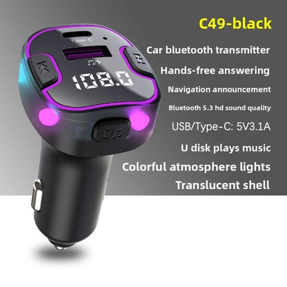 Car Bluetooth FM Transmitter MP3 Player with USB Wireless Charging