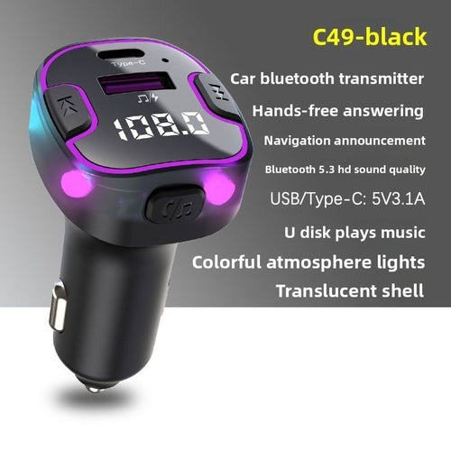 Car Bluetooth FM Transmitter MP3 Player with USB Wireless Charging