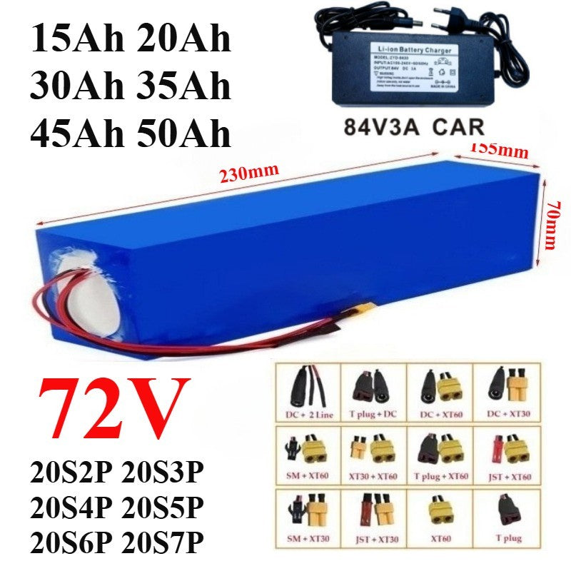 72V 30Ah 20S4P High-Power Li-ion Battery Pack with BMS for E-Bike E-scooter