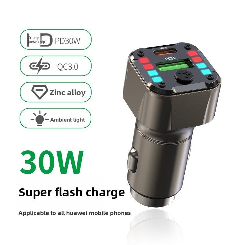 Super Fast Car Charger PD30W QC3.0 Dual USB with Charging Cable for Huawei iPhon