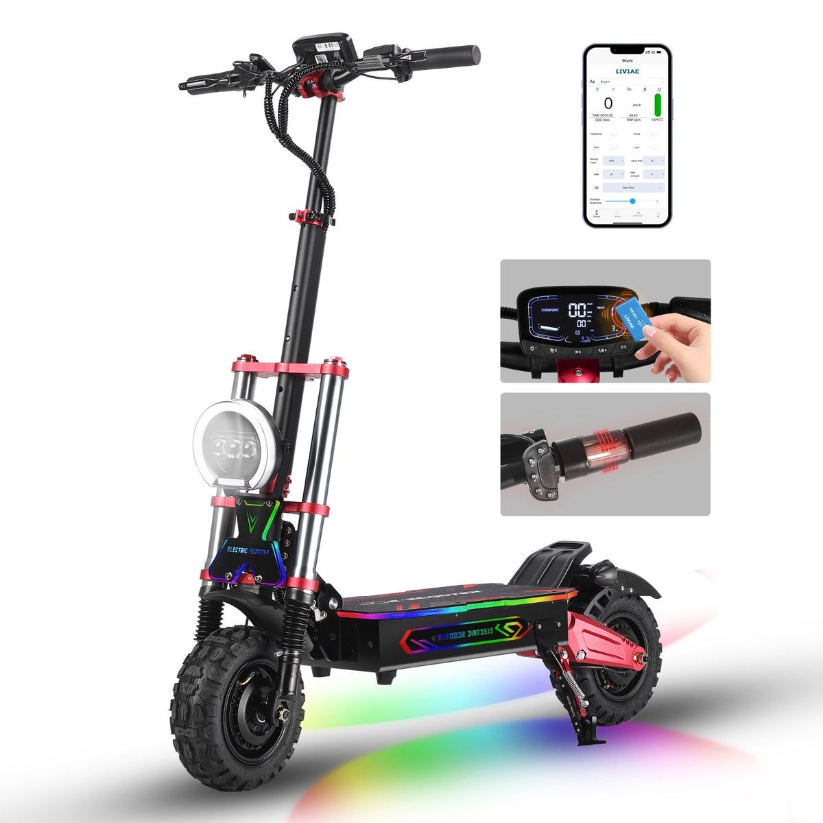 6000W85KM/H Off Road E Electric Scooter Adults with Seat Dual Motor Folding
