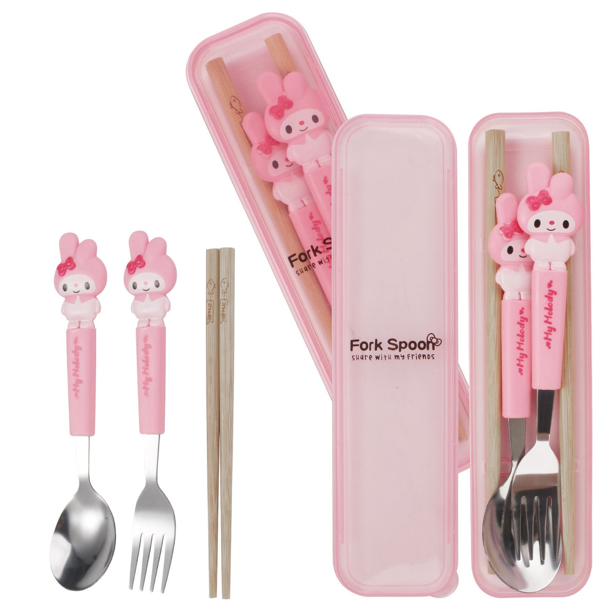 Набор столовых приборов для детей с Cinnamoroll и My Melody, из нержавейки 410, ложка+палочки, для дома и путешествий