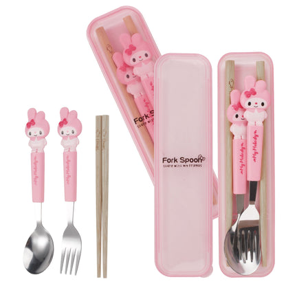 Набор столовых приборов для детей с Cinnamoroll и My Melody, из нержавейки 410, ложка+палочки, для дома и путешествий