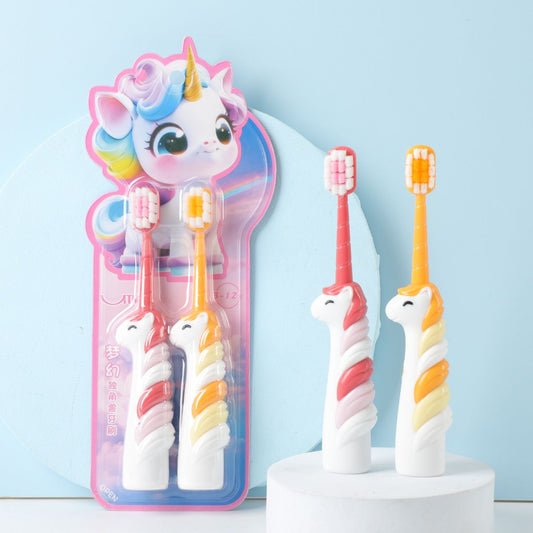 Детская зубная щетка с единорогом, мягкая щетина, для детей 3-9-12 лет, для бережной чистки зубов дома