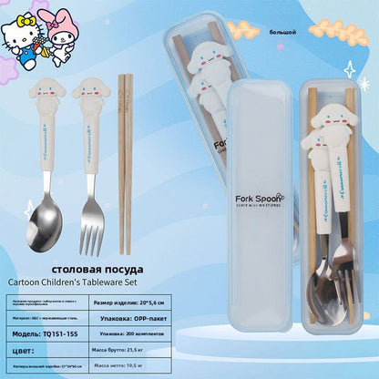 Набор столовых приборов для детей с Cinnamoroll и My Melody, из нержавейки 410, ложка+палочки, для дома и путешествий
