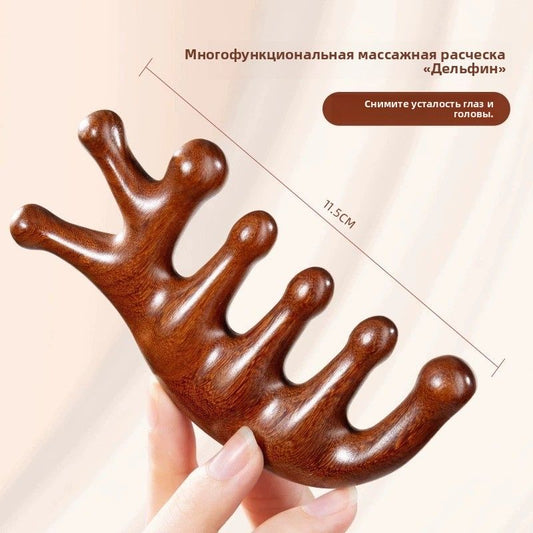 ребень массажный для головы с широкими зубьями, для здоровья кожи головы, скребок гуаша, антистатический, компактный
