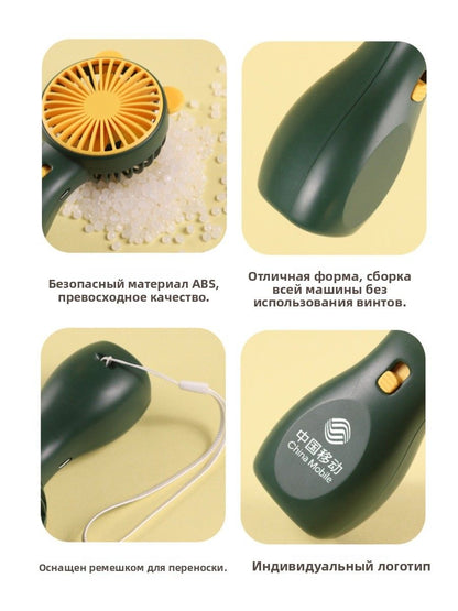 Ручной портативный вентилятор мини, бесшумный, с подсветкой, USB-зарядка, карманный, с коллекторным двигателем