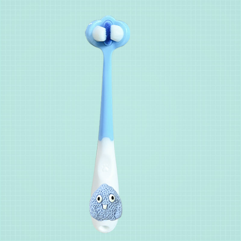 儿童三面牙刷软毛宝宝3-12岁幼儿专用护齿毛毛怪卡通万毛三头牙刷