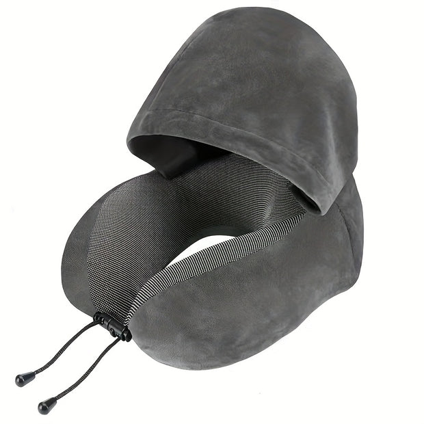 U-Shaped Travel Pillow with Hood