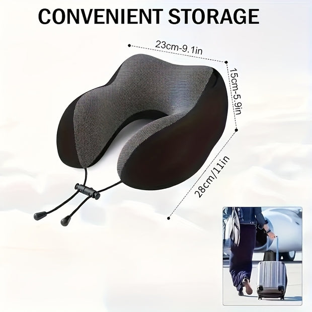 U-Shaped Travel Pillow with Hood
