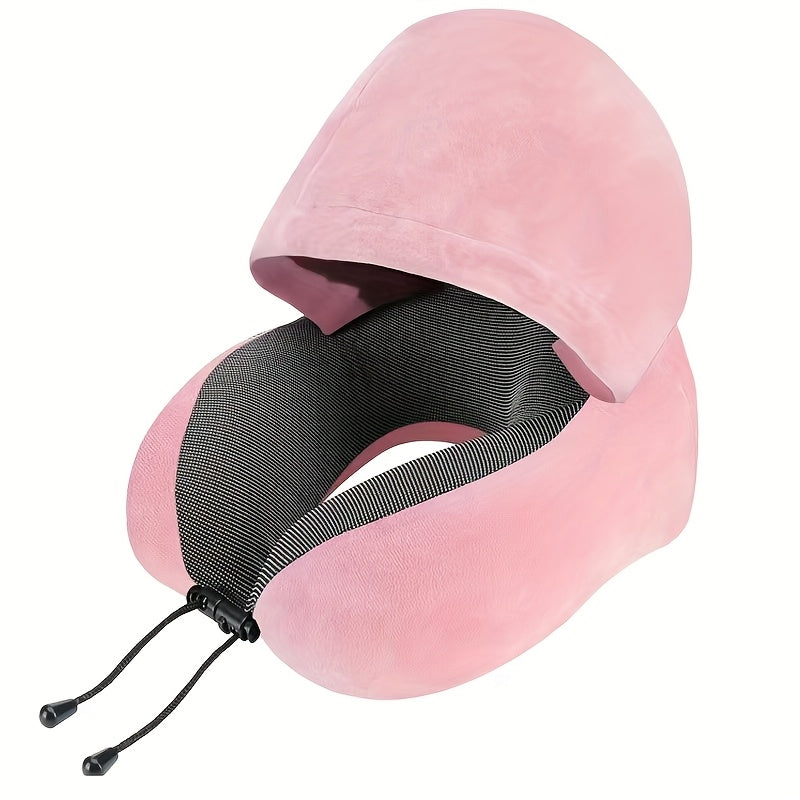U-Shaped Travel Pillow with Hood