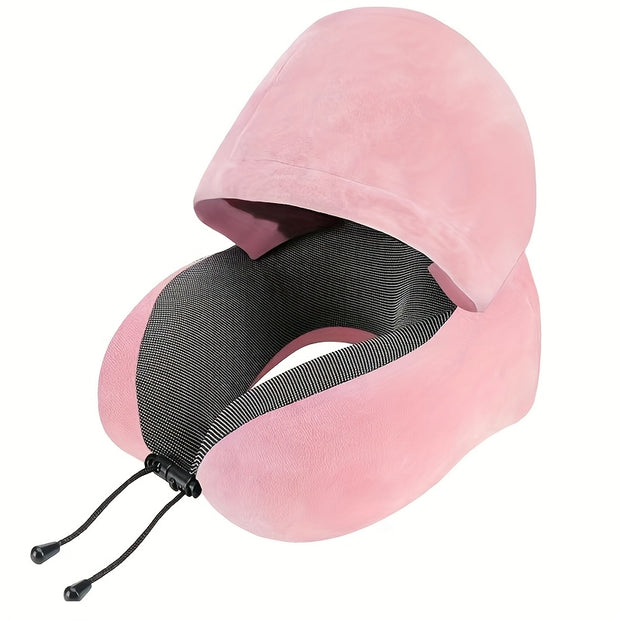 U-Shaped Travel Pillow with Hood