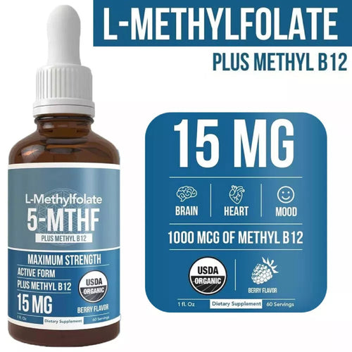 Methylfolate Supplement 15mg-Active Folate Vitamin B9-60 Capsules Health Support
