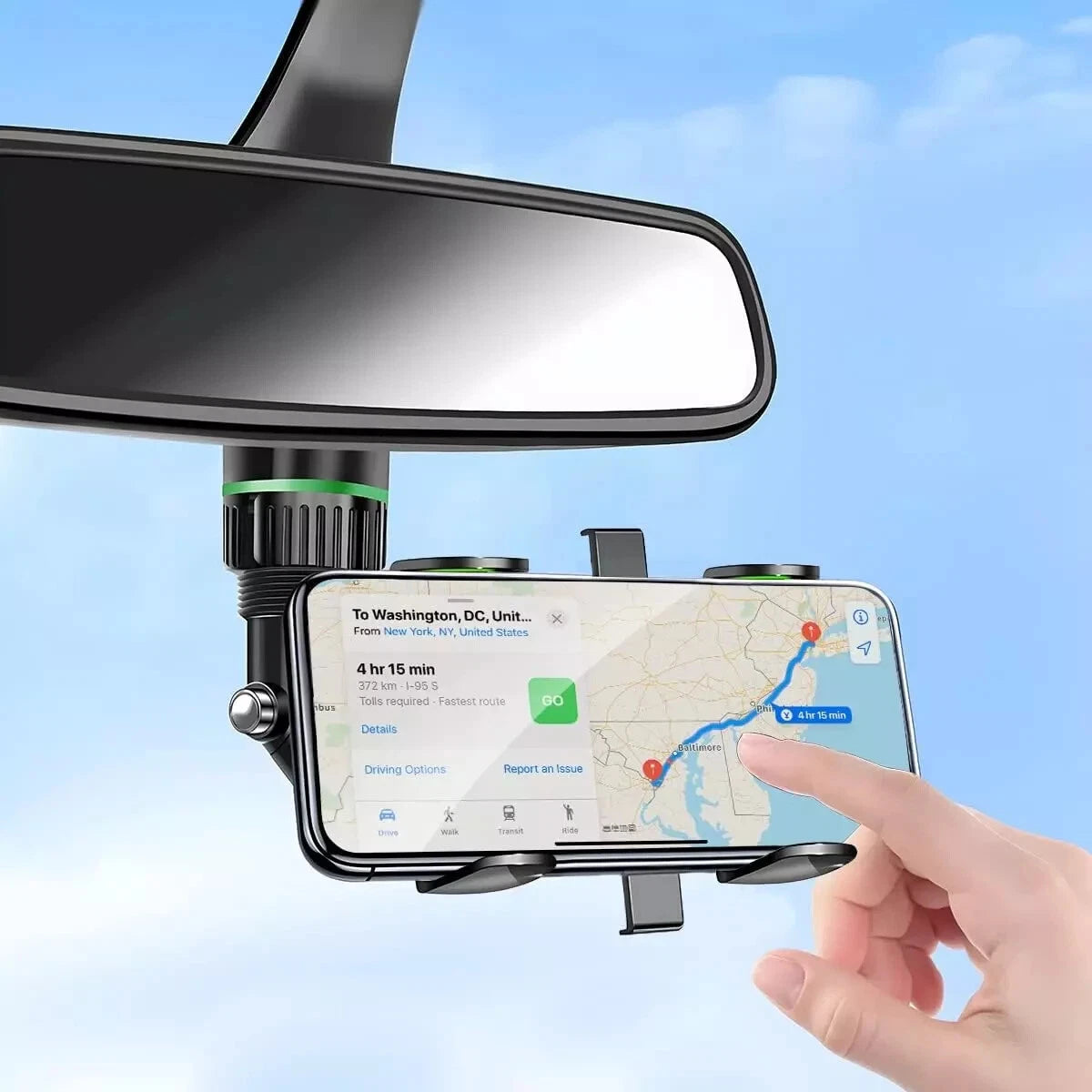 Universal 360° Car Rearview Mirror Mount Stand Holder Cradle For Cell Phone GPS