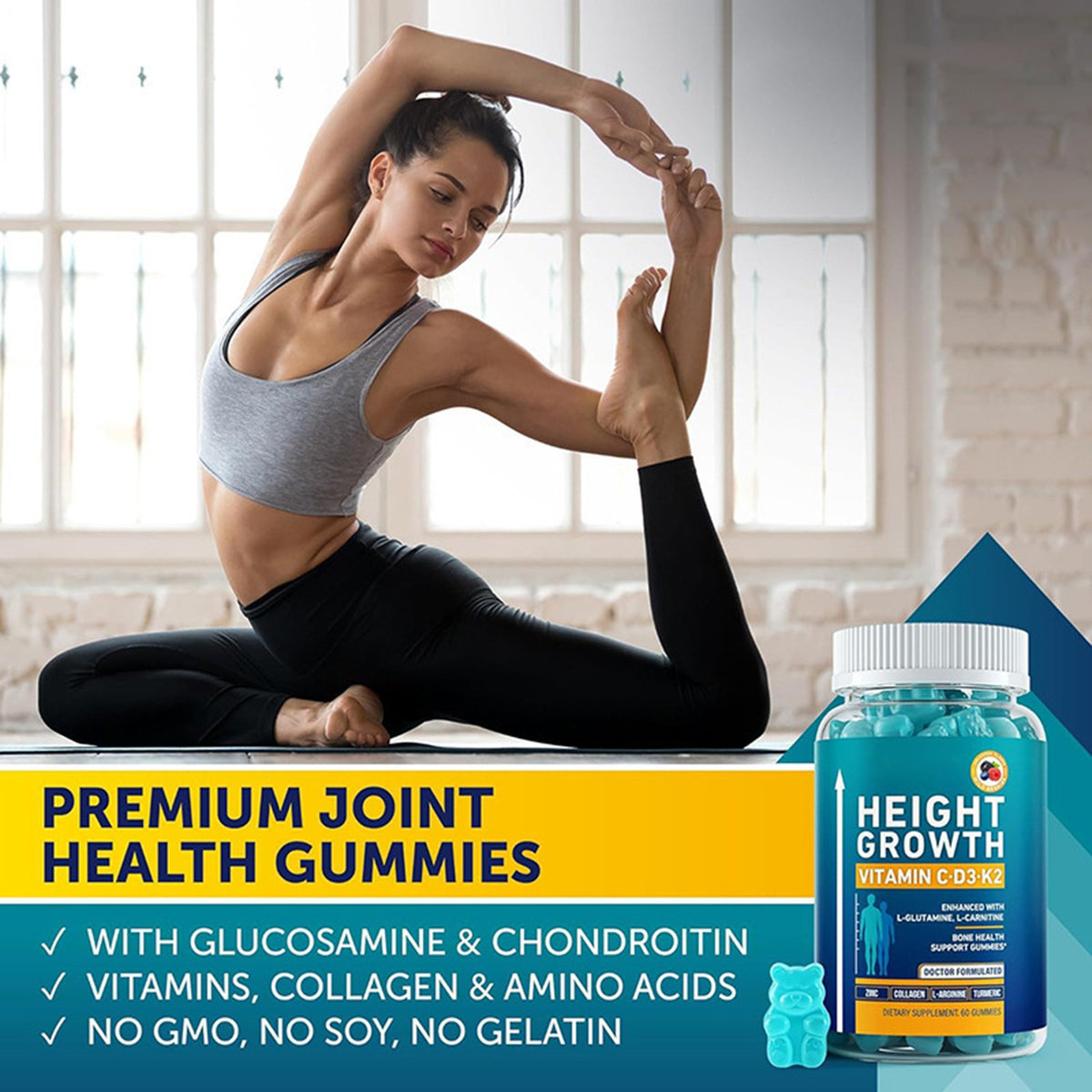60*Height Growth Gummies for Kids - Growth Vitamins for Teens Height Increase